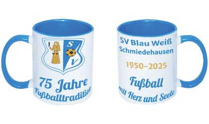 Jubiläumstasse „75 Jahre Fußballtradition“ – SV Blau Weiß Schmiedehausen